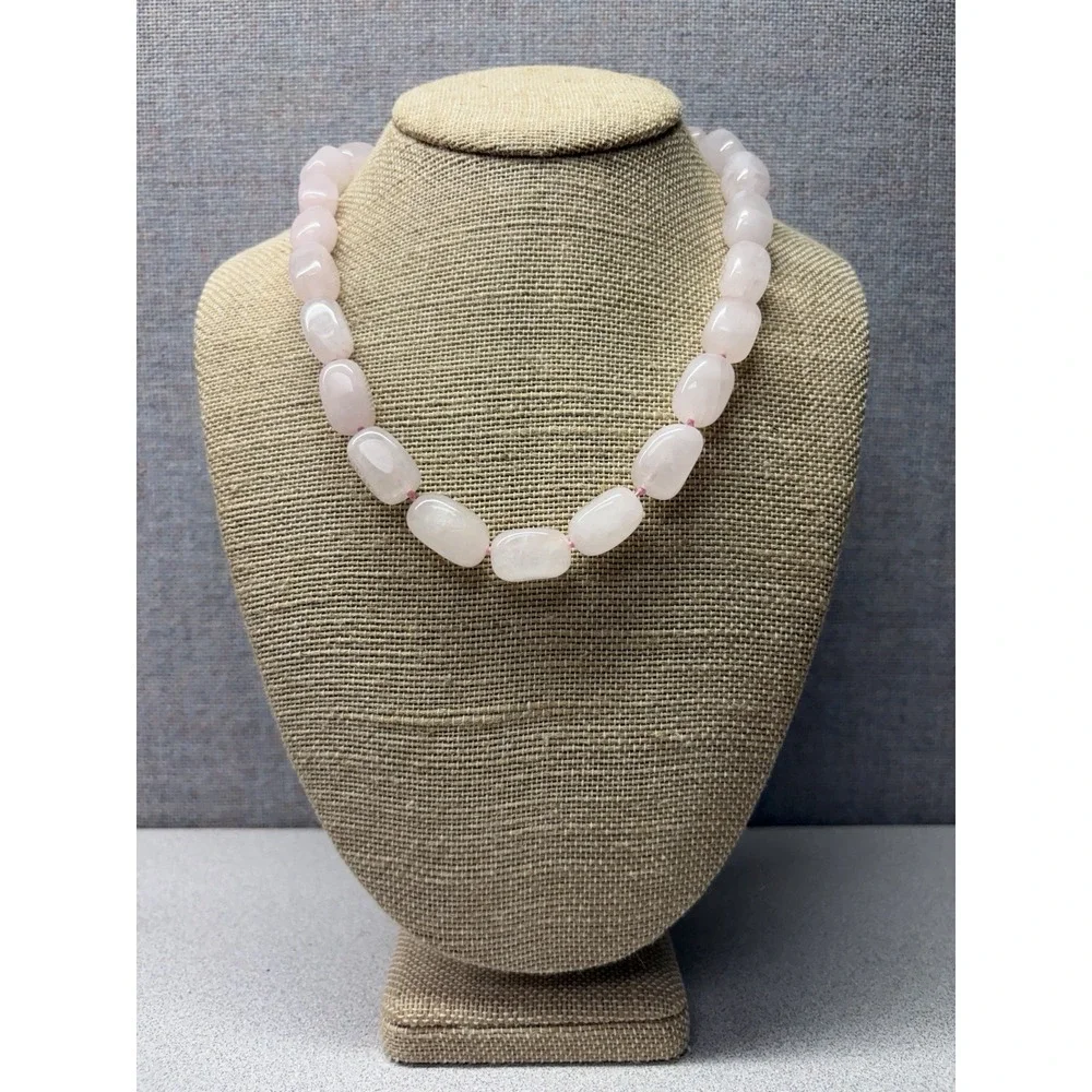 Rose Quartz Chunky Beaded Hand Knotted Necklace 18